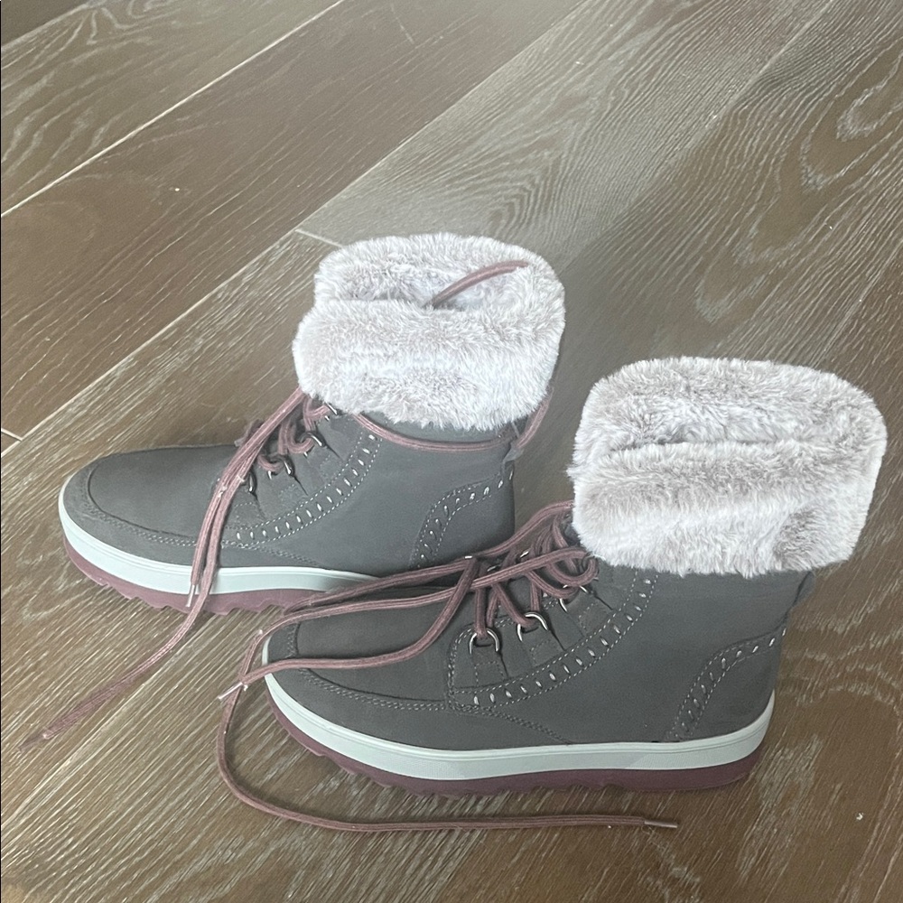 Cougar Betina Gray/brown and Purple faux Fur-Lined Winter Boots
